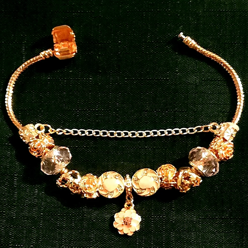 Elegant Rose Gold Bracelet with Pink Accents. ITEM No. 19-145